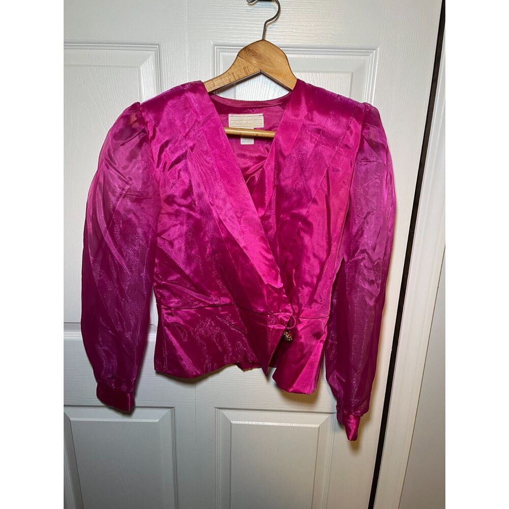 Michael Marcella Ltd Fuchsia Organza Sleeve Evening Jacket Blazer Size M